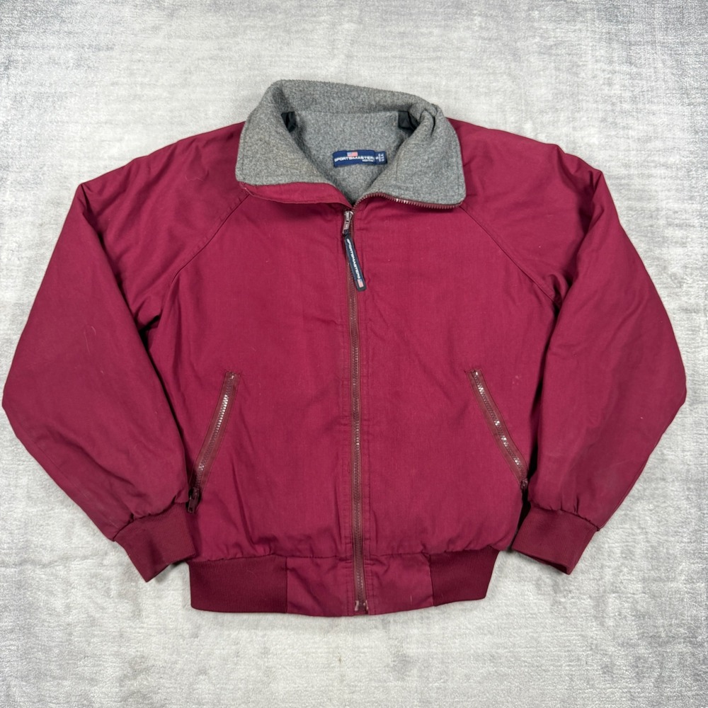 Sportsmaster Bomber Jacket Womens Small Vtg Burgundy Fleece Lined Made In USA